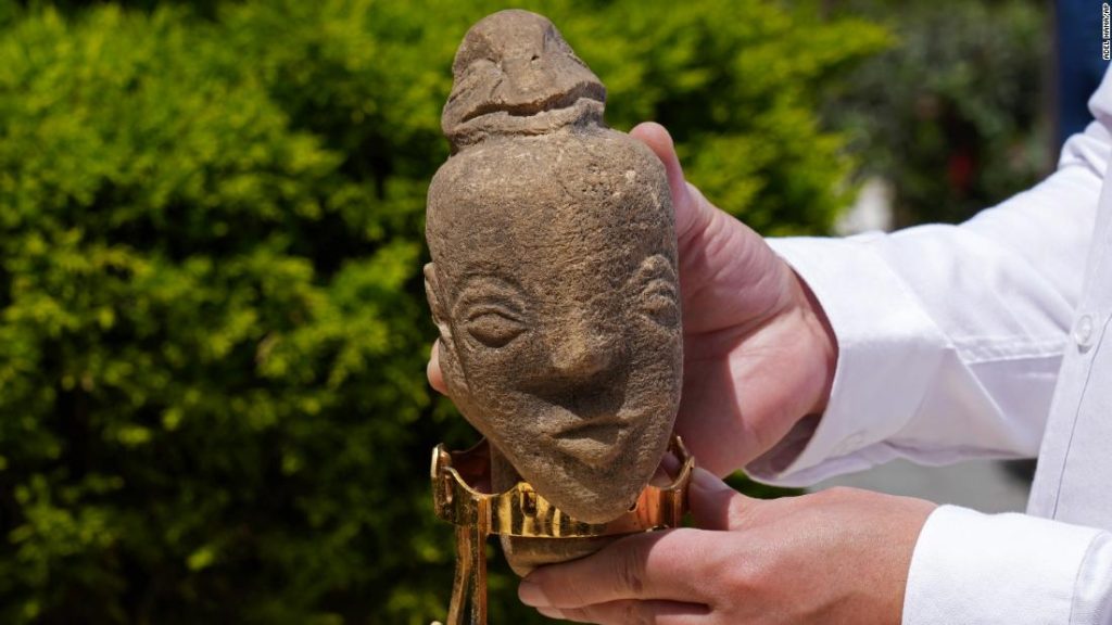 A Palestinian farmer finds a 4,500-year-old statue of a goddess while working on his land