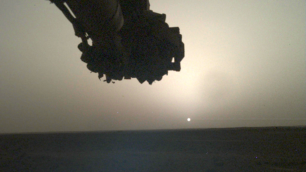 NASA's Insight probe captured this image of the sunrise on Mars on April 10, 2022.