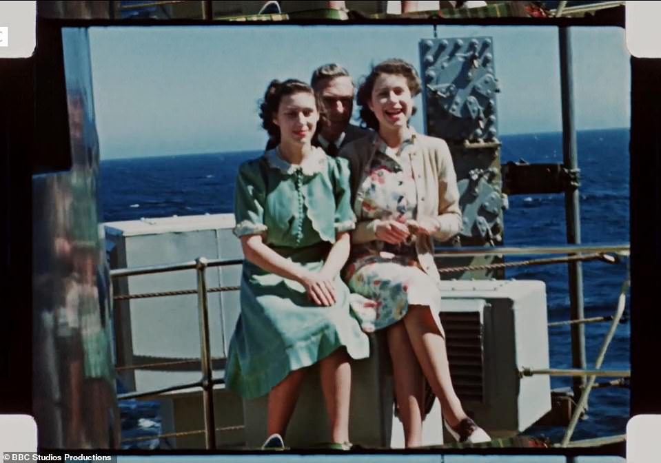 Princess Elizabeth was enjoying a trip on the high seas alongside her father and sister.  The footage was captured from a private home movie taken aboard HMS Vanguard, the ship that took the royal family to South Africa in 1947.