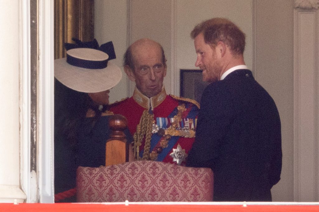 The Los Angeles native was later photographed chatting with the Queen's cousin Prince Edward, the Duke of Kent, alongside Harry, 37. 