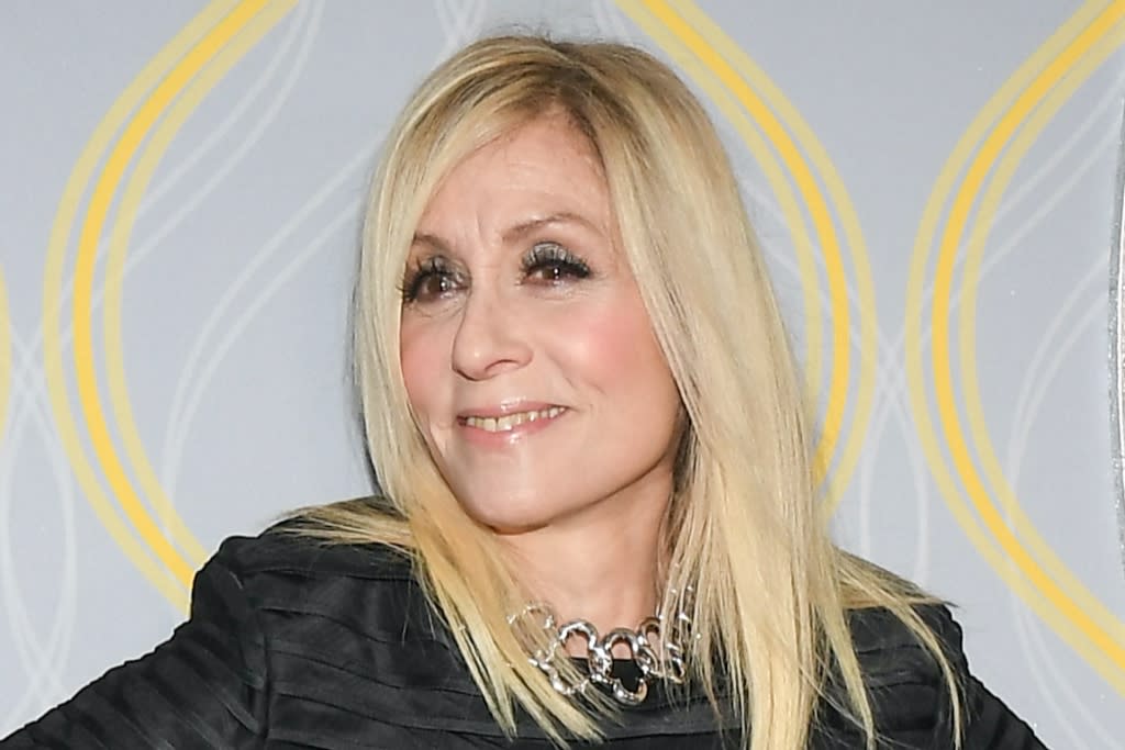 Judith Light appears dark in a ribbed dress and pointed pumps at the 2022 Tony Awards
