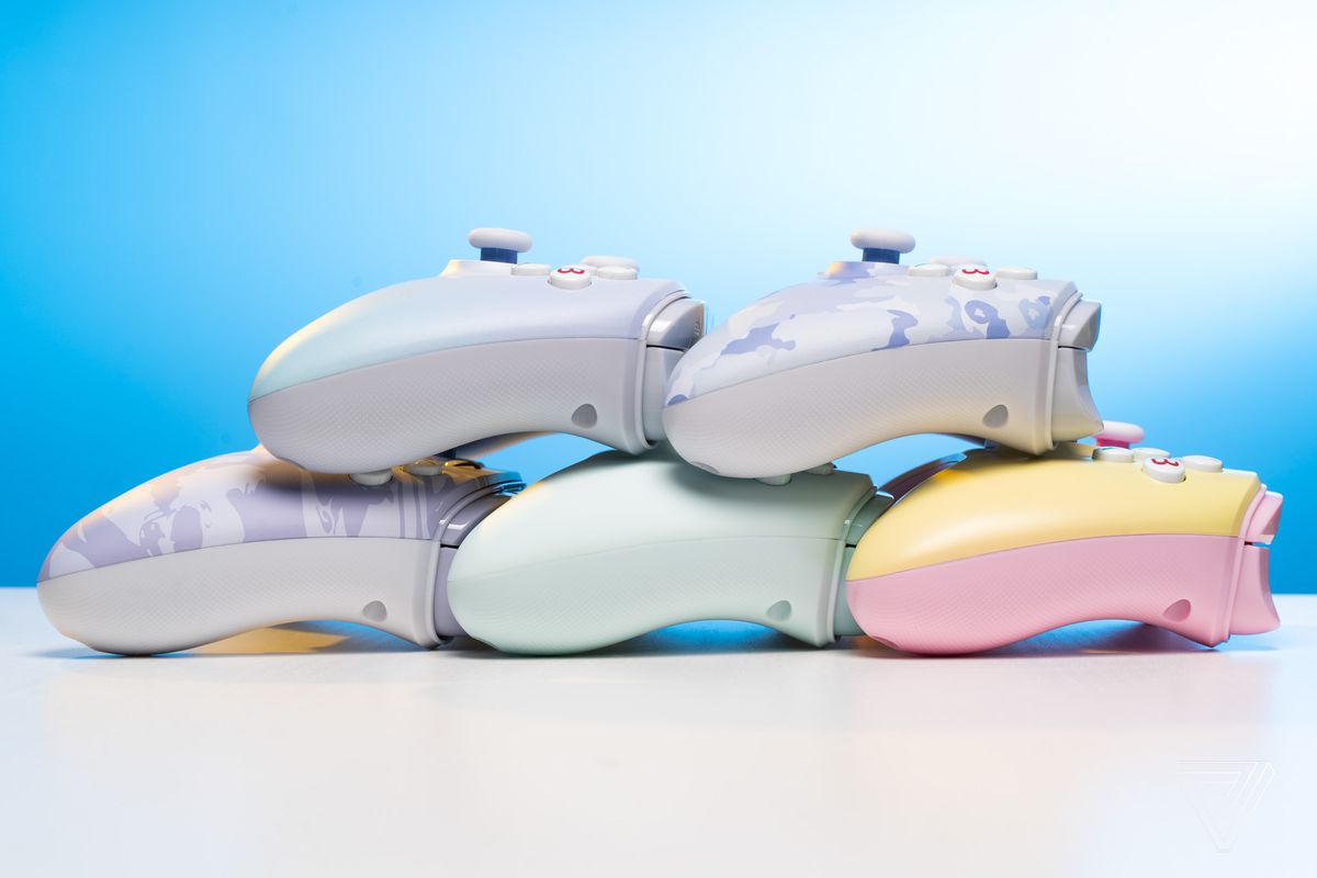 Profile picture of all five PowerA Enhanced Wired Pastel consoles.