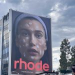 Hailey Bieber is flocking to a huge billboard for her new Rhode skincare line in Hollywood