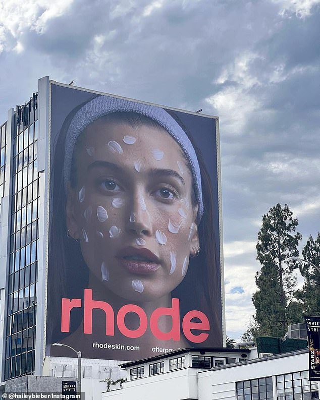 Fabulous!  Hailey Bieber was thrilled when the massive billboard announcing her new skincare line walked past the Rod on world-famous Sunset Blvd in Hollywood earlier this week.