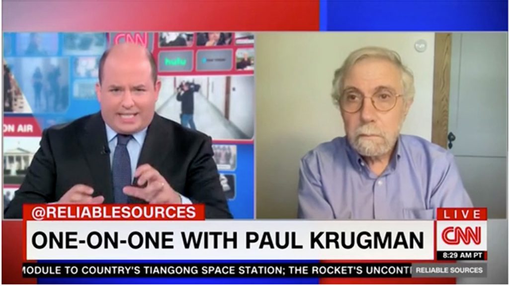 Paul Krugman declares that the United States is not in a recession, and claims "negative bias" in the media