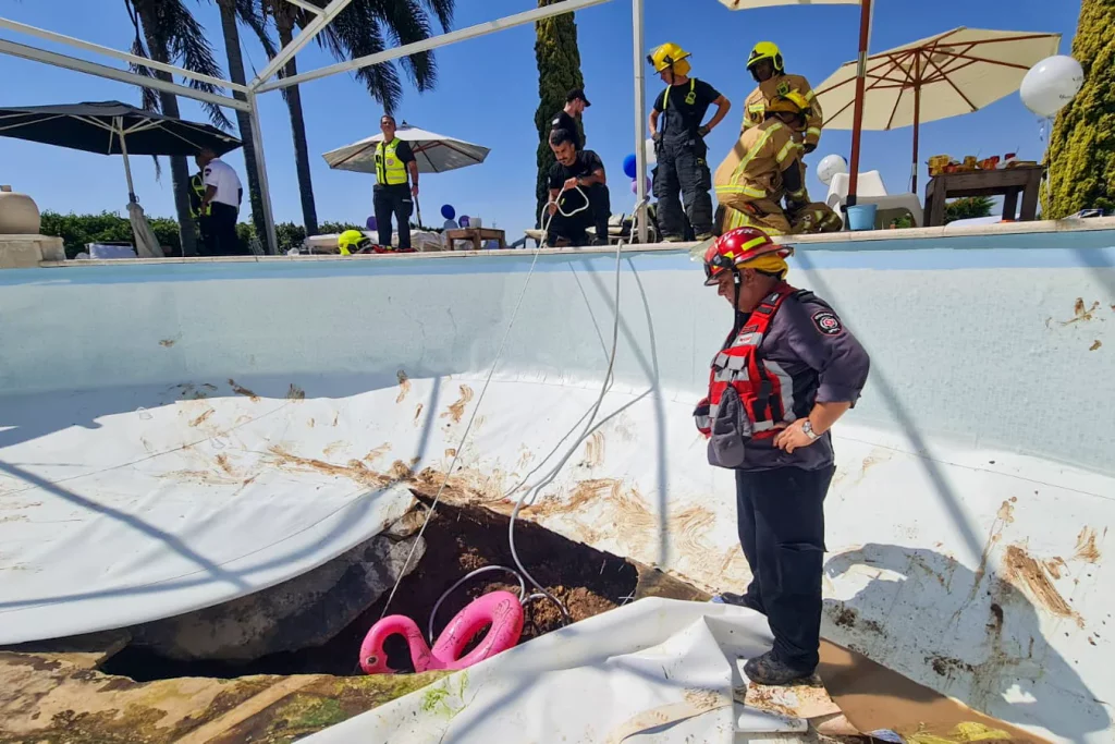 Sinkhole opened under a swimming pool in Israel, video shows, and Klil Kimhi of Tel Aviv is killed