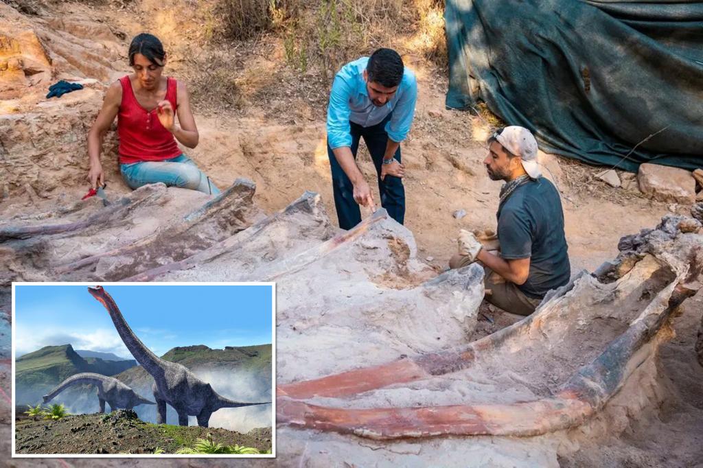 A 82-foot-tall dinosaur skeleton was found in the backyard of a man in Portugal
