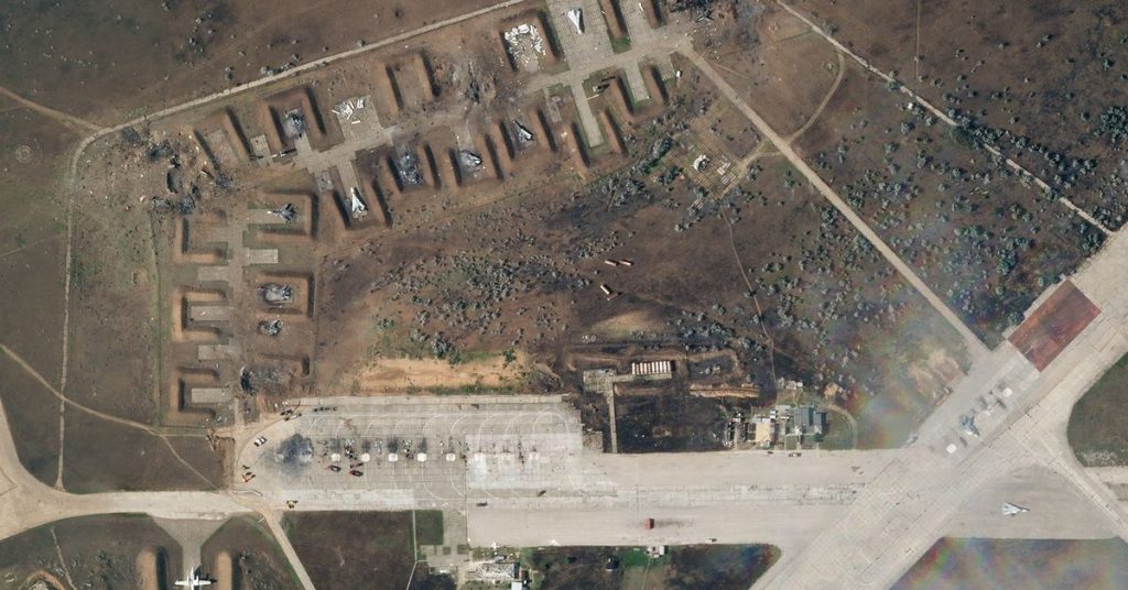 Satellite images show devastation at the Russian air base in Crimea