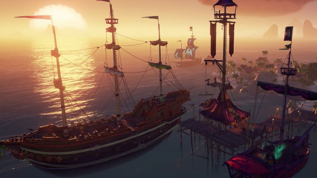 Sea of Thieves Captaincy update docked ships Rare image